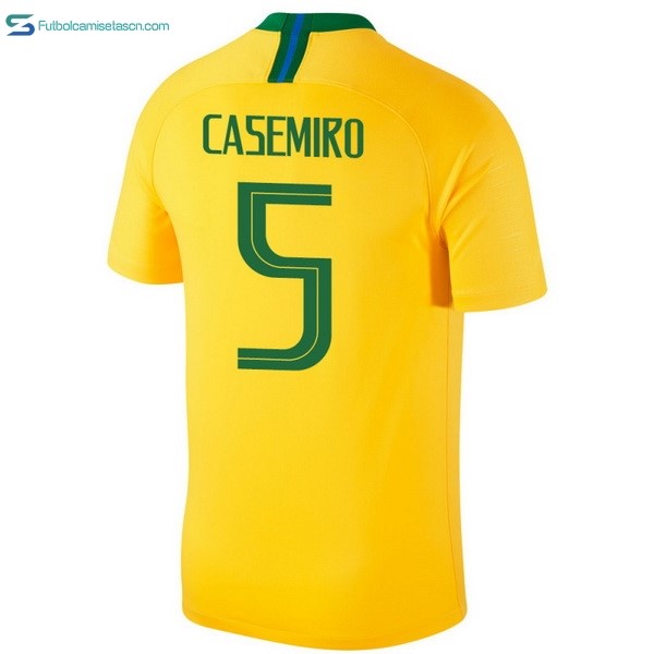 Camiseta Brasil 1ª Casemiro 2018 Amarillo